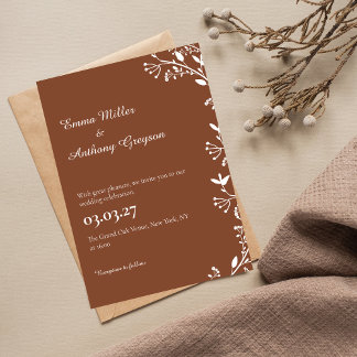 Invitación a una simple boda floral rústica