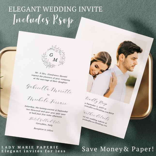 Invitación a una simple boda fotográfica monográfi (Subido por el creador)