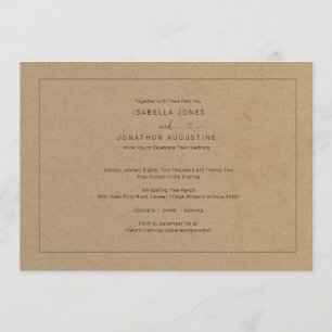 Invitación a una simple boda rústica con RSVP