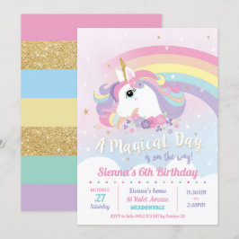 Invitación a unicornio a Chica arcoiris