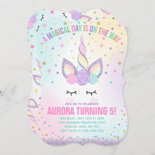 Invitación a unicornio a un Fiesta mágico de unico