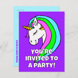 Invitación a Unicornio con arco iris