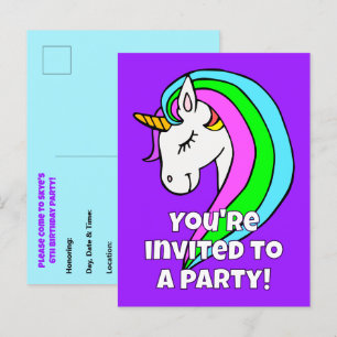 Invitación a Unicornio con arco iris