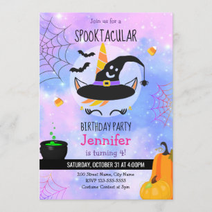 Invitación a unicornio de Halloween