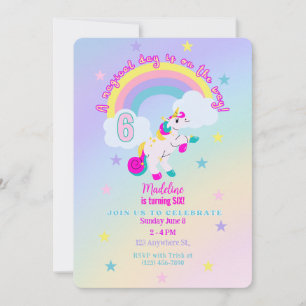 Invitación a unicornio por cumpleaños al personali