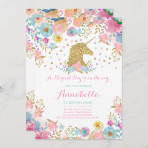 Invitación a unicornio por cumpleaños, unicornio d