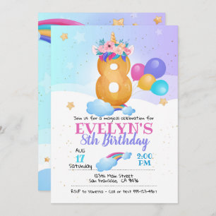 Invitación a unicornio, Unicorn, octavo cumpleaños