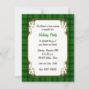 Invitación a vacaciones de Green Plaid en bonito