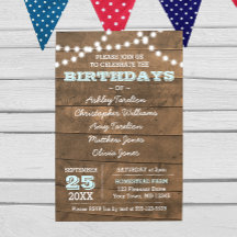 Invitación a varios cumpleaños de Barnwood Lights 