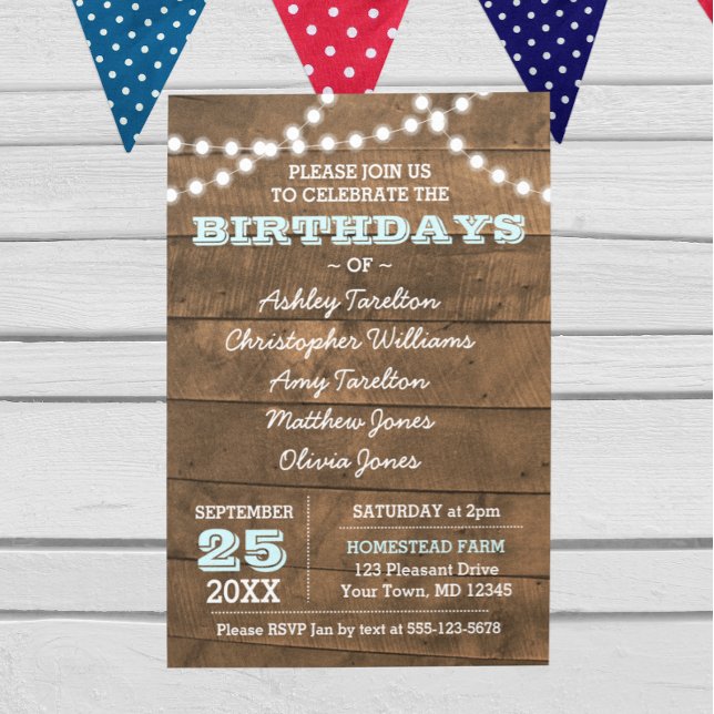 Invitación a varios cumpleaños de Barnwood Lights  (Subido por el creador)