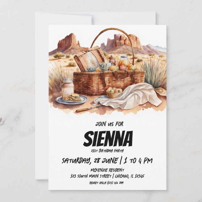 Invitación a ver el desierto picnic de verano (Anverso)