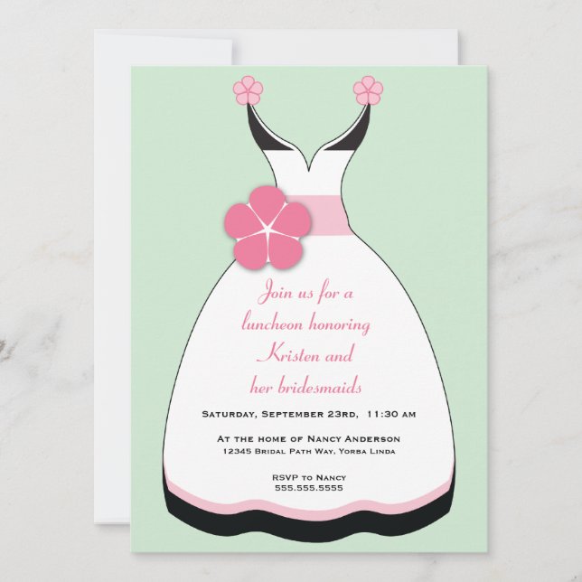 Invitación a vestir Boda verde y rosa dulce (Anverso)