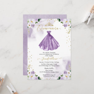 Invitación a vestir con flores púrpura