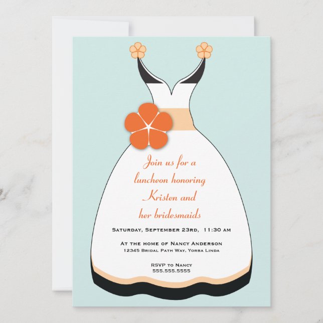 Invitación a vestir con Naranja dulce y Boda azul (Anverso)