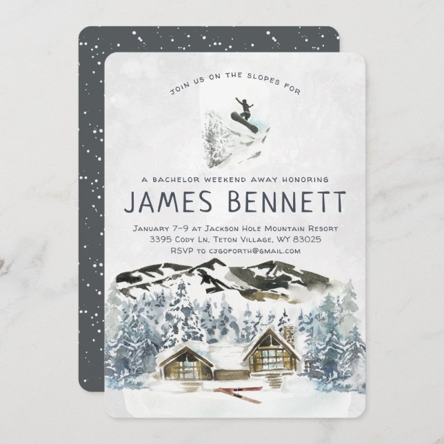 Invitación a Viaje de Esquí de Fin de Semana para  (Anverso / Reverso)