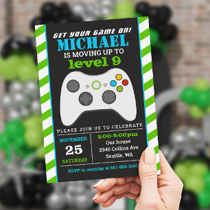Invitación a videojuegos, cumpleaños de fiesta de