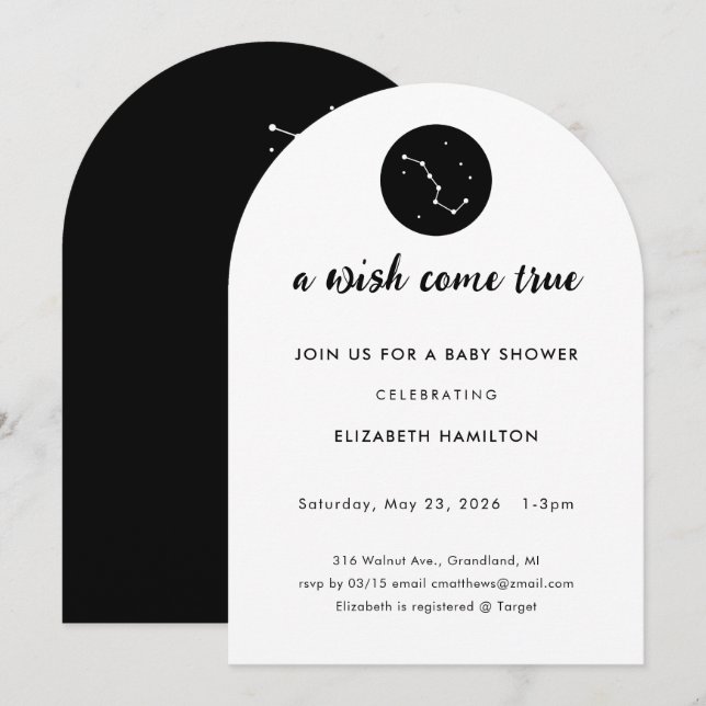 Invitación A Wish Come True Big Dipper Baby Shower Invitation (Anverso / Reverso)