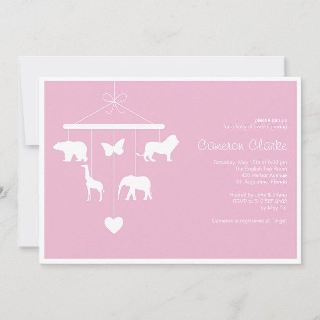 Invitación a Zoo Mobile Baby Shower (Anverso)