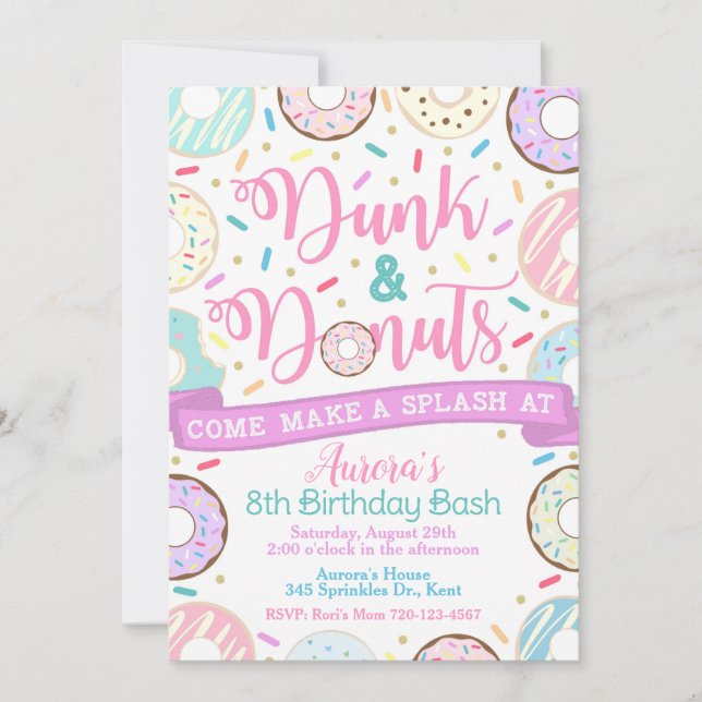 Invitación a zorras y donuts, invitación a fiestas (Anverso)