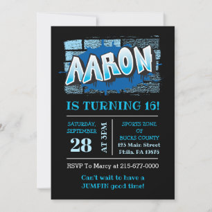 Invitación Aaron Tu Graffiti Nombre Brick Wall Partido Cumple