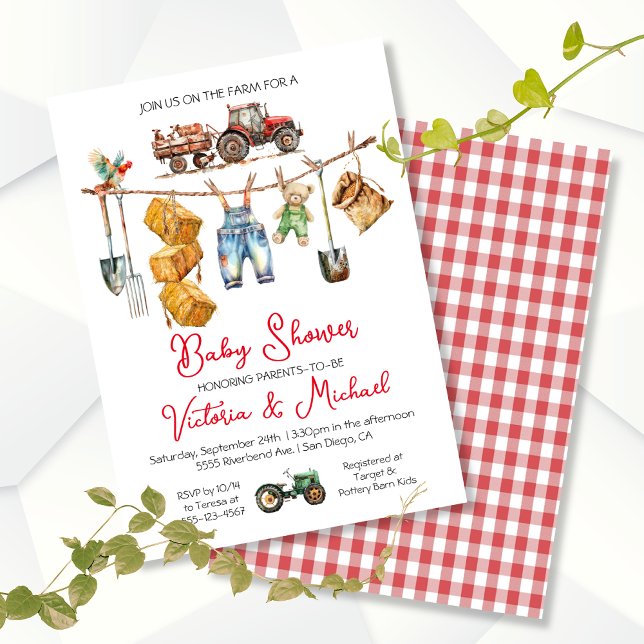 Invitación Abajo en Baby Shower de Parejas Agrícolas (Subido por el creador)