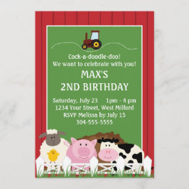 Invitación Abajo en el cumpleaños de la granja