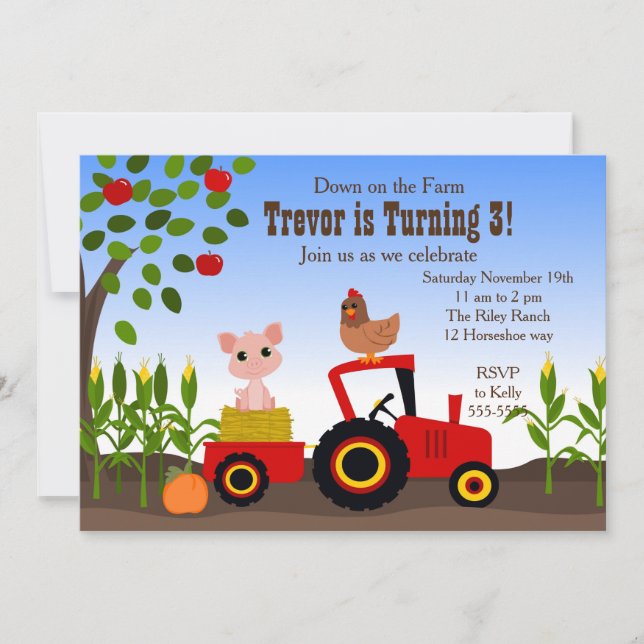 Invitación Abajo en la granja (Anverso)