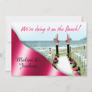 Invitación Abajo, la boda de playa rosada del Aisle Fuchsia