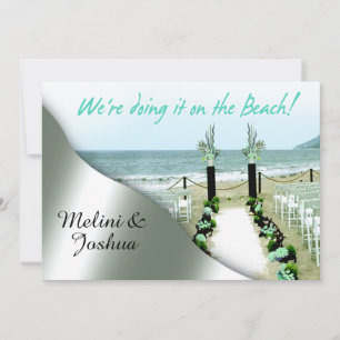 Invitación Abajo la boda gris de playa de Aisle Aqua