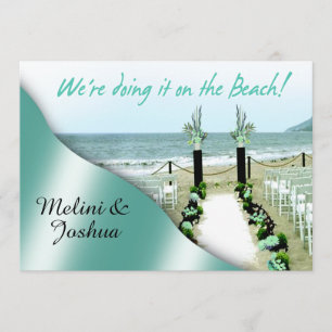 Invitación Abajo la Boda Verde de Playa Aisle Aqua Lucite