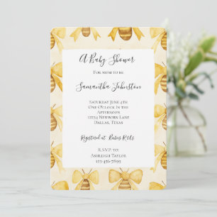Invitación Abanico de miel de abeja amarilla dorada para baby