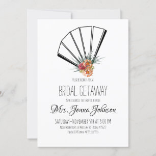 Invitación Abanico Japonés Oriental Floral Ducha de Novia