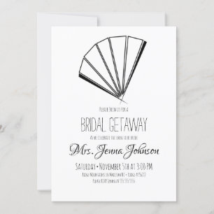 Invitación Abanico Japonés Oriental Minimalista para Boda y B