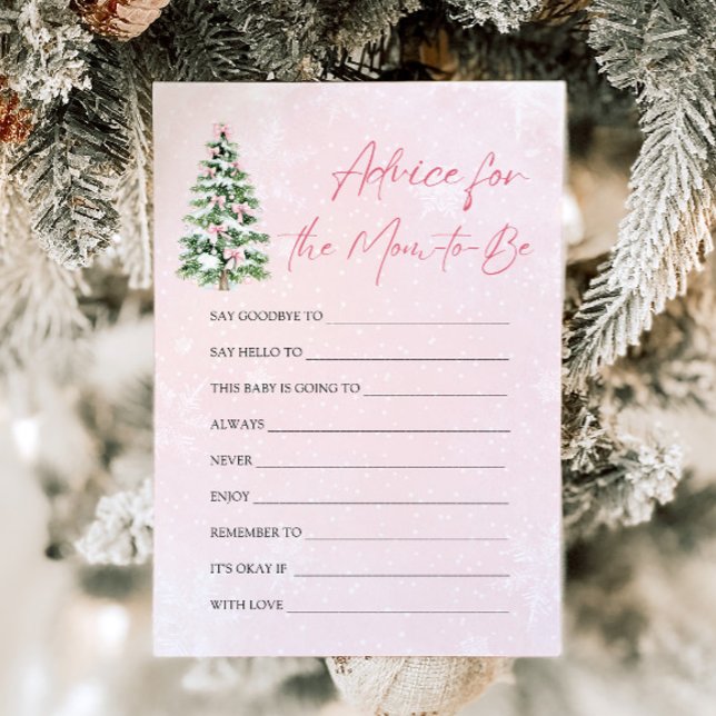 Invitación Abarca consejos de árbol de Navidad para el futuro (Pink Bows Christmas Tree Advice for the mom-to-be Game)