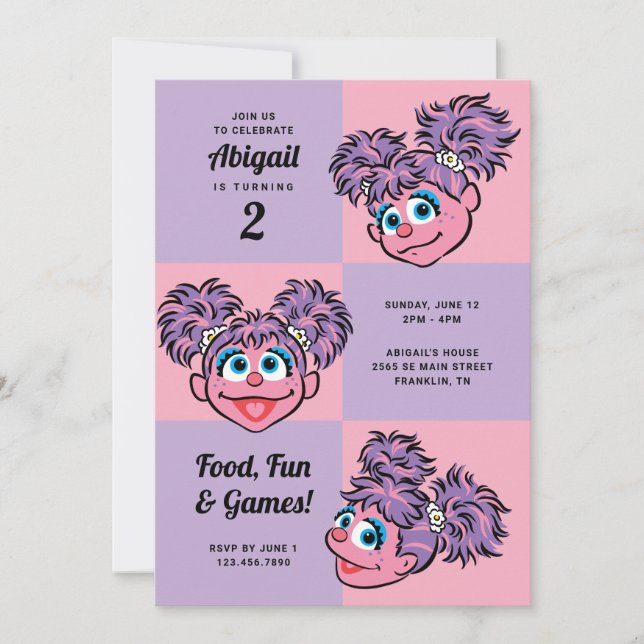Invitación Abby Cadabby | Cumpleaños de Chicas rosados y mora (Anverso)