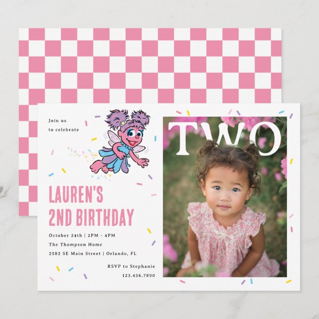 Invitación Abby Cadabby Pink Confetti Second Birthday (Anverso / Reverso)