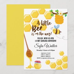Invitación abeja, abeja miel, peine de miel, ducha de bebé