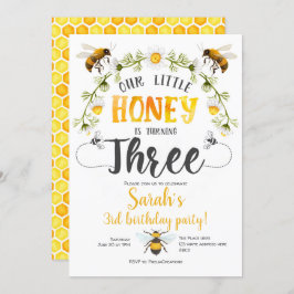 Invitación Abeja, abeja, pequeña abeja, Chica, tercer cumplea