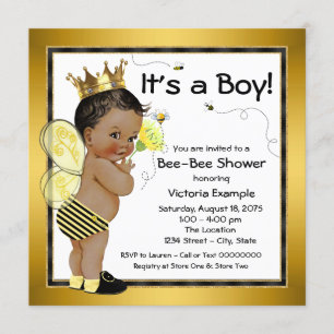 Invitación Abeja afroamericana Baby Shower del muchacho