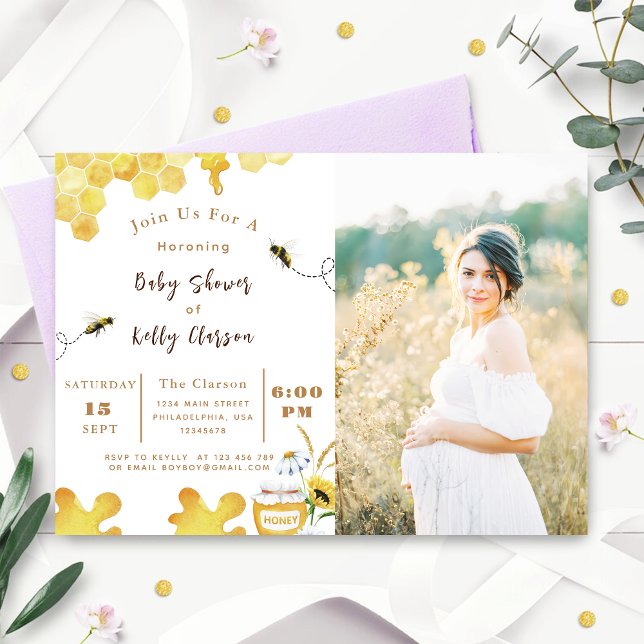 Invitación Abeja amarilla Baby Shower y girasol (Subido por el creador)