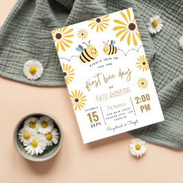 Invitación Abeja amarilla y girasol primer día