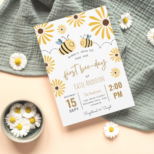 Invitación Abeja amarilla y girasol primer día