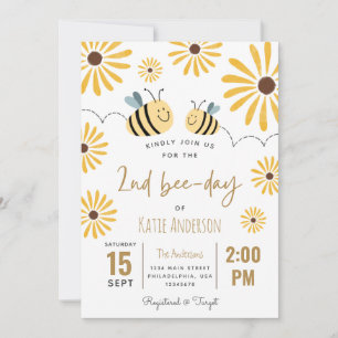 Invitación Abeja amarilla y girasol segundo día de abeja