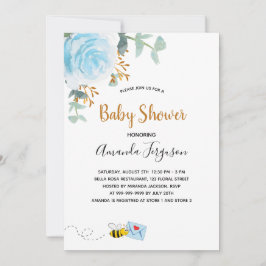 Invitación Abeja azul de burbujas Baby Shower niño de vegetac