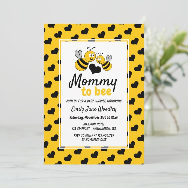 Invitación Abeja, Baby Shower (Anverso de pie)
