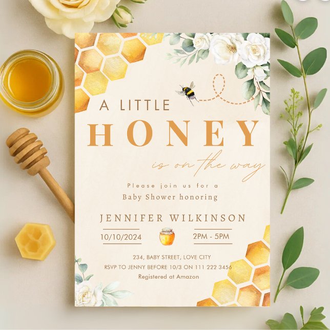 Invitación Abeja Baby Shower Honey está en camino (Bee Baby Shower Honey is On the Way Invitation)