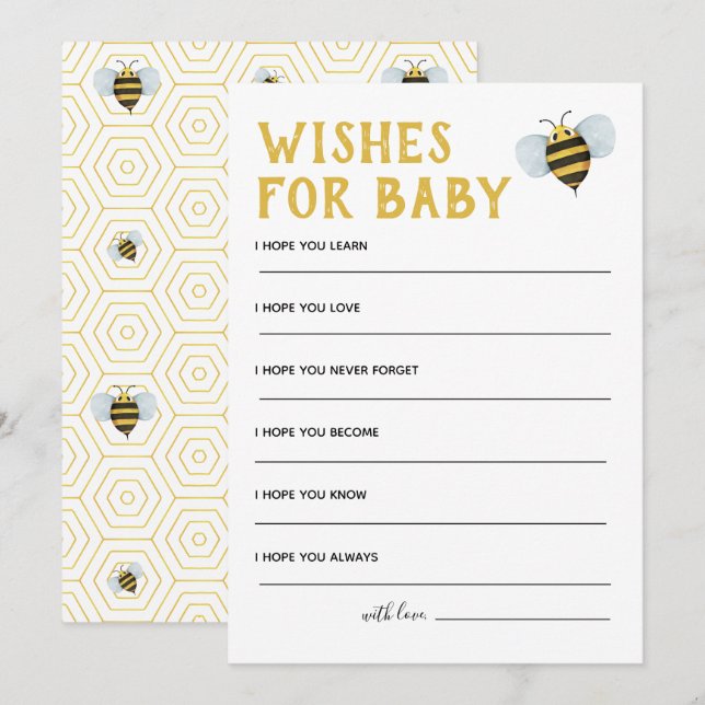 Invitación Abeja Baby Shower Quiere Bebé (Anverso / Reverso)