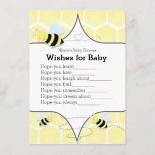 Invitación Abeja Bumble Deseos Amarillos para Juego de Baby S