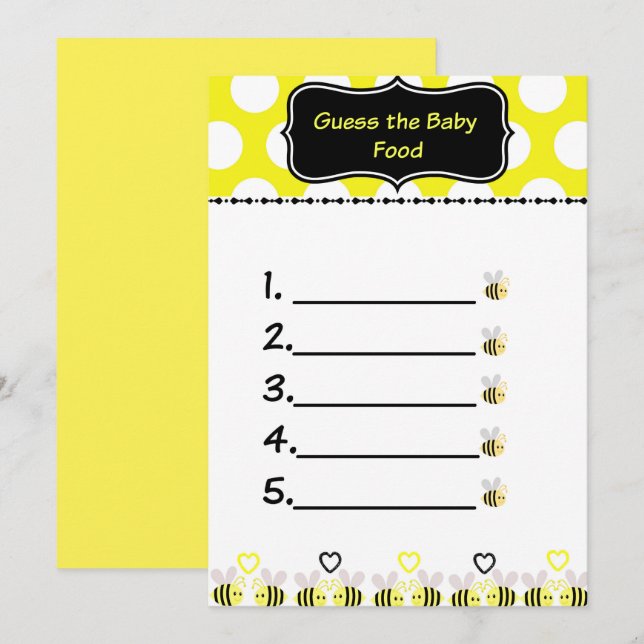 Invitación Abeja burbuja adivina el juego de Baby Shower de c (Anverso / Reverso)