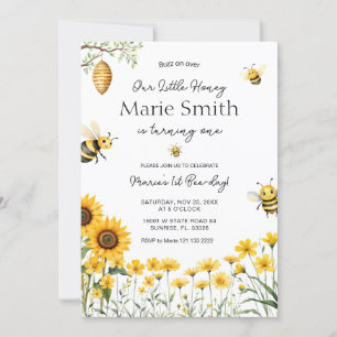 Invitación Abeja Cuta Cumpleaños Primer Día De Nuestra Pequeñ